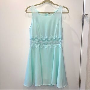 H&M Mint Green Mini Dress w/Lace Cut-Outs